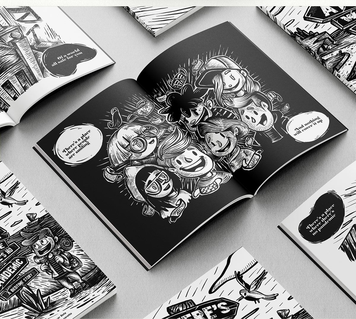 Adobe Portfolio black and white book design children's book draw ILLUSTRATION  kids book