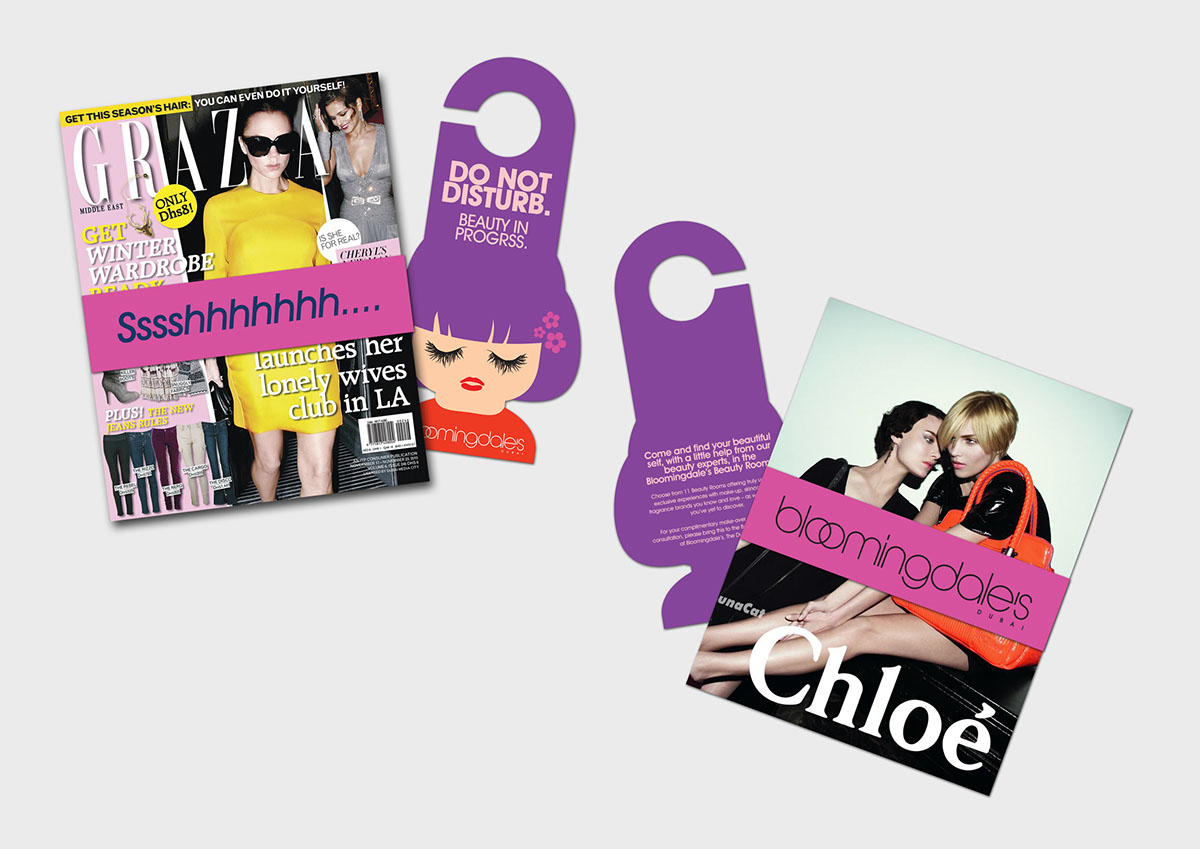 in-store collaterals door hangers hangers leaflets faces beauty lollipops dolls do not disturb