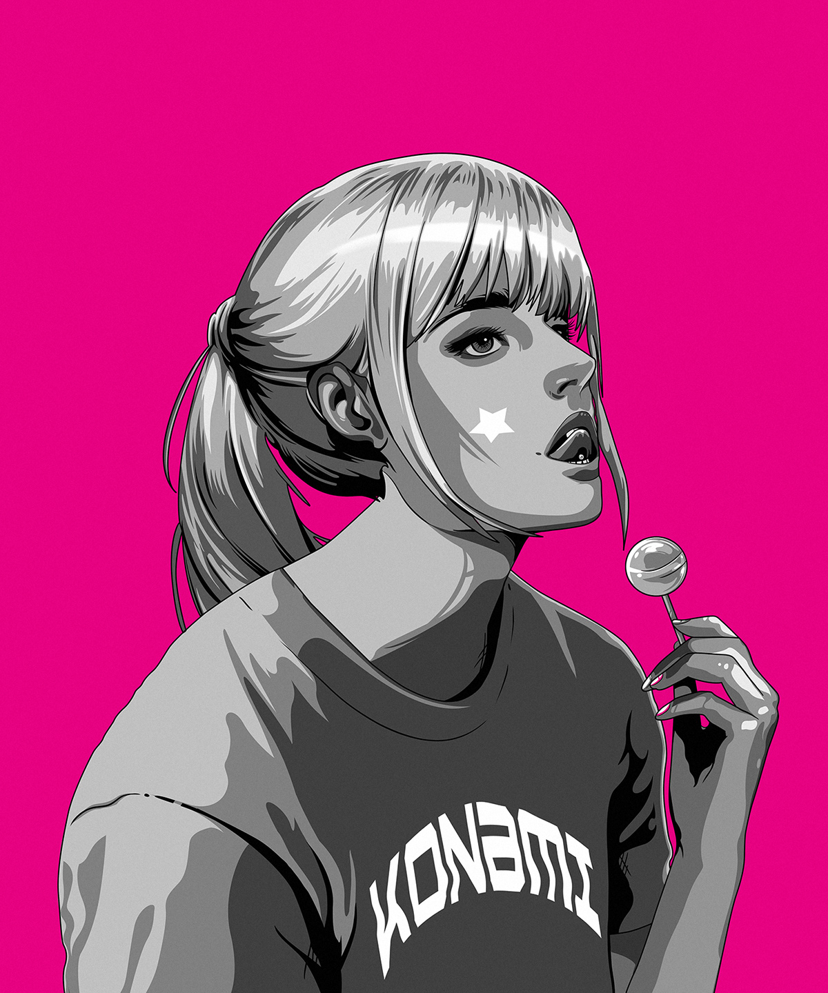 vaporwave disco tshirt kpop girls Mural graphic illustrations album art poster art