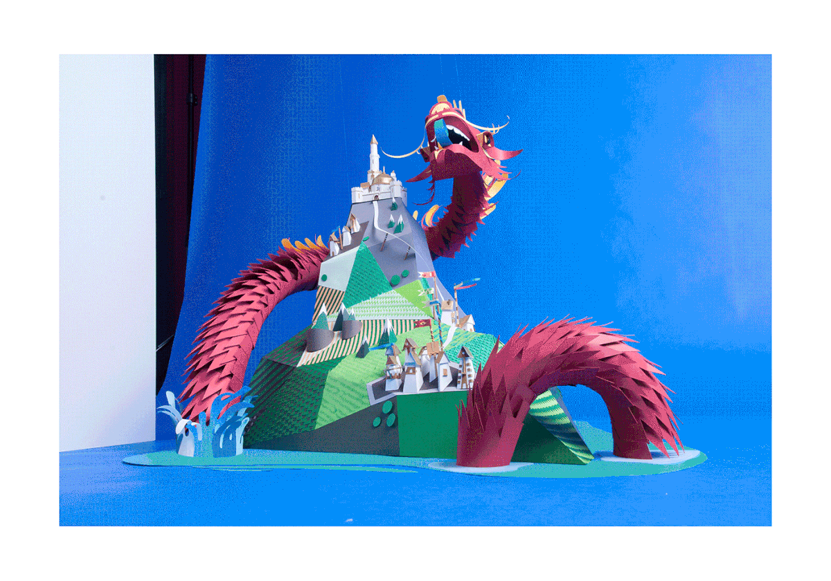paper tactil dragon castel design  colors collages