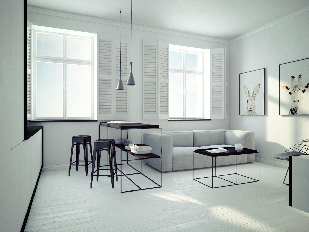 studio dwelling flat interiordesign apartament Black&white bw