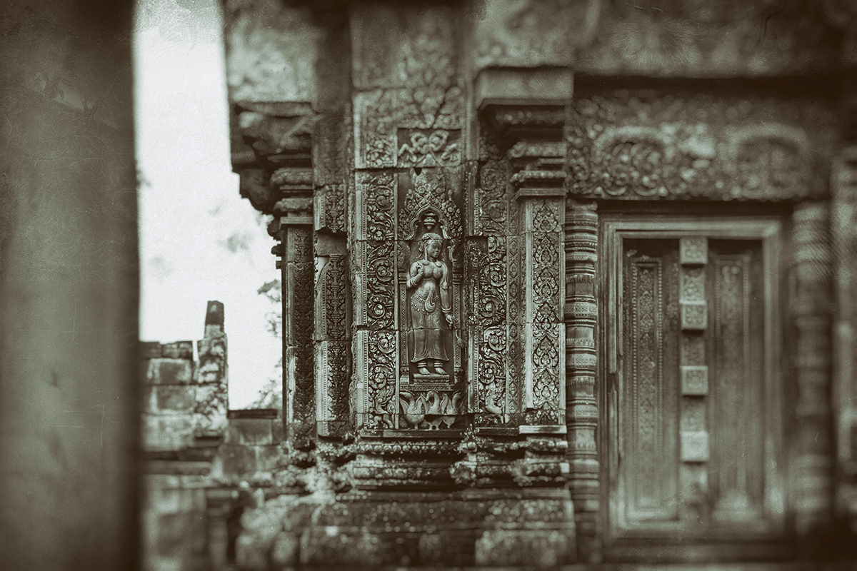 temples angkor Angkor Wat Khmer Cambodia Siem Reap Landscape black and white ruins people
