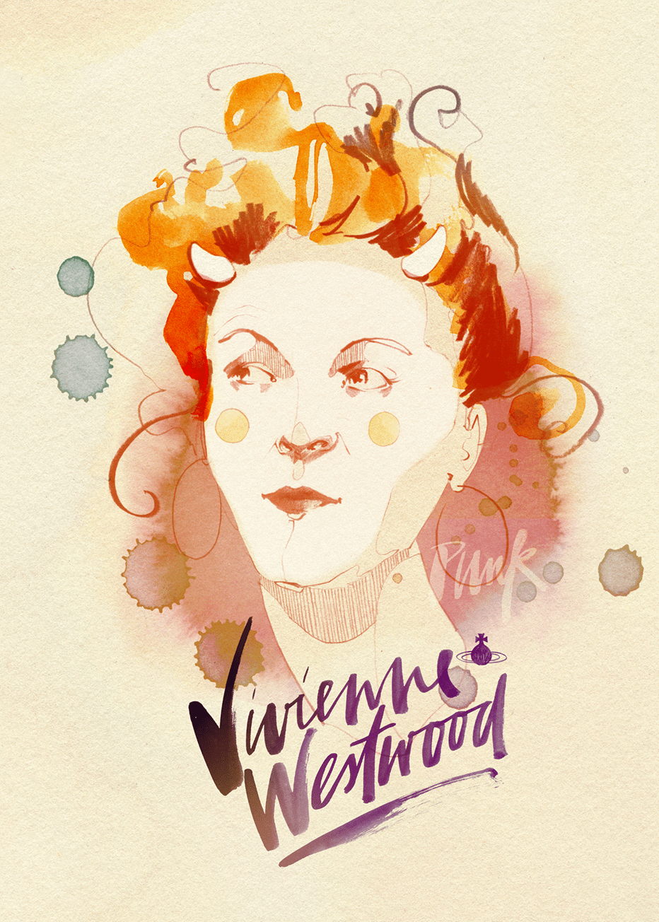 artist Drawing  fashionicon fashionportrait Handlettering ILLUSTRATION  inkdrawing portrait VivienneWestwood watercolor