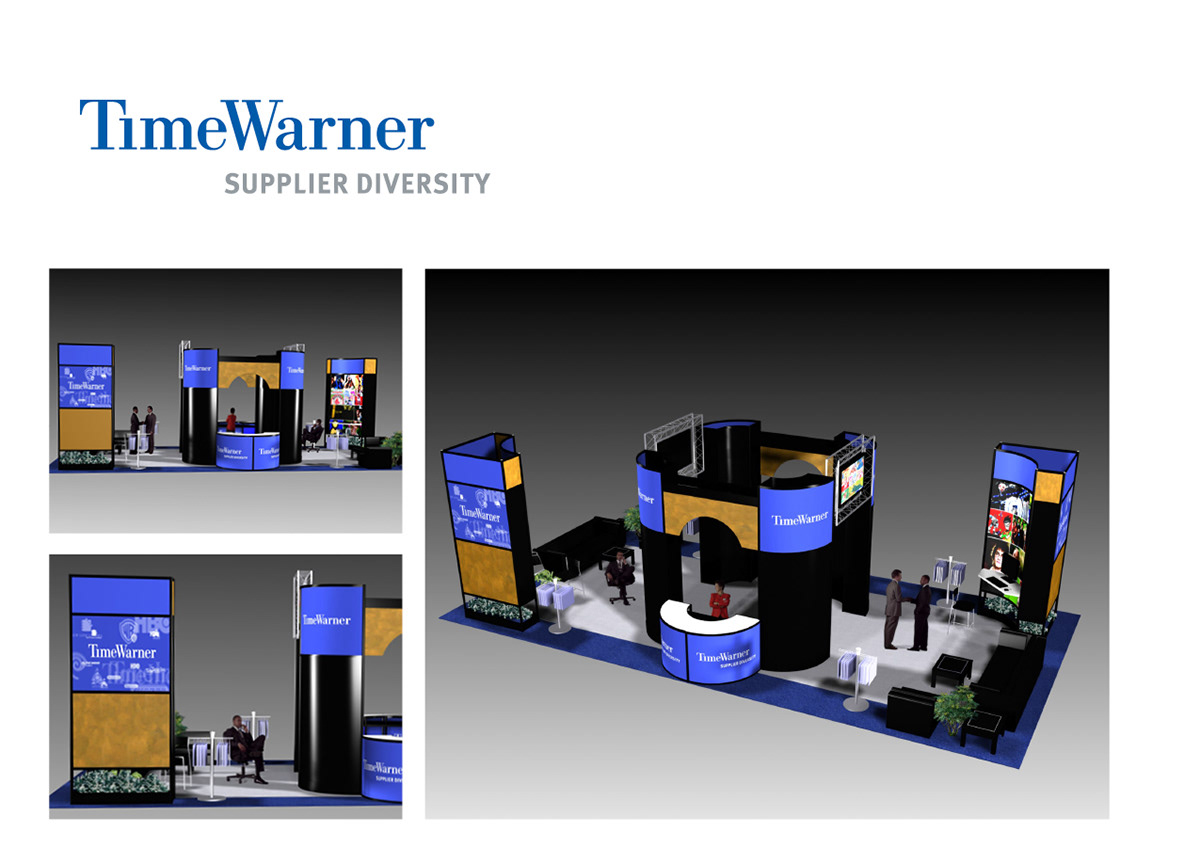 trade exhibit trade booth Collateral Lisa Mesulam time warner Warner Music AoL Trelolli Design warner brothers