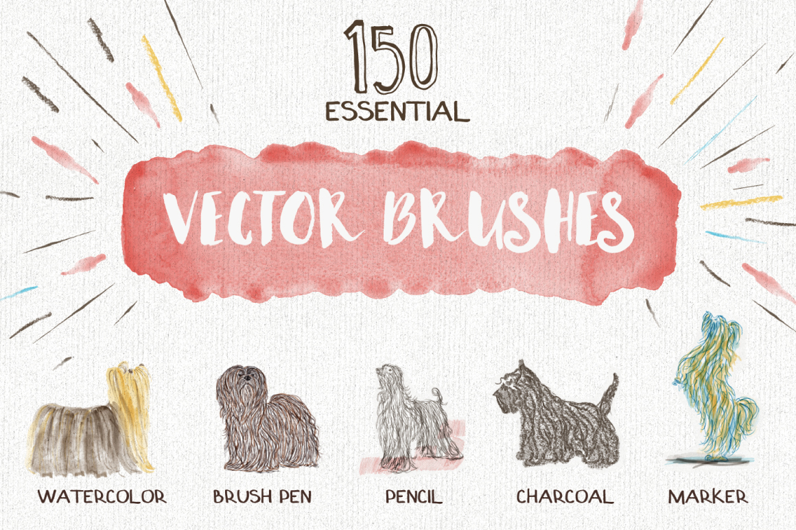 brush brushes Collection hand drawn Painted grunge watercolor watercolour pencil brush pen