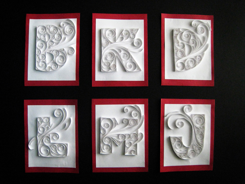 monogram quilling Christmas cards paper craft