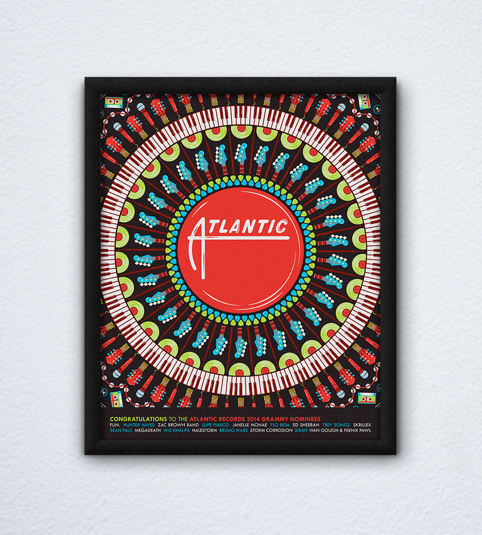 atlantic records grammy nominees grammys music poster Spirograph Vector Illustration record label