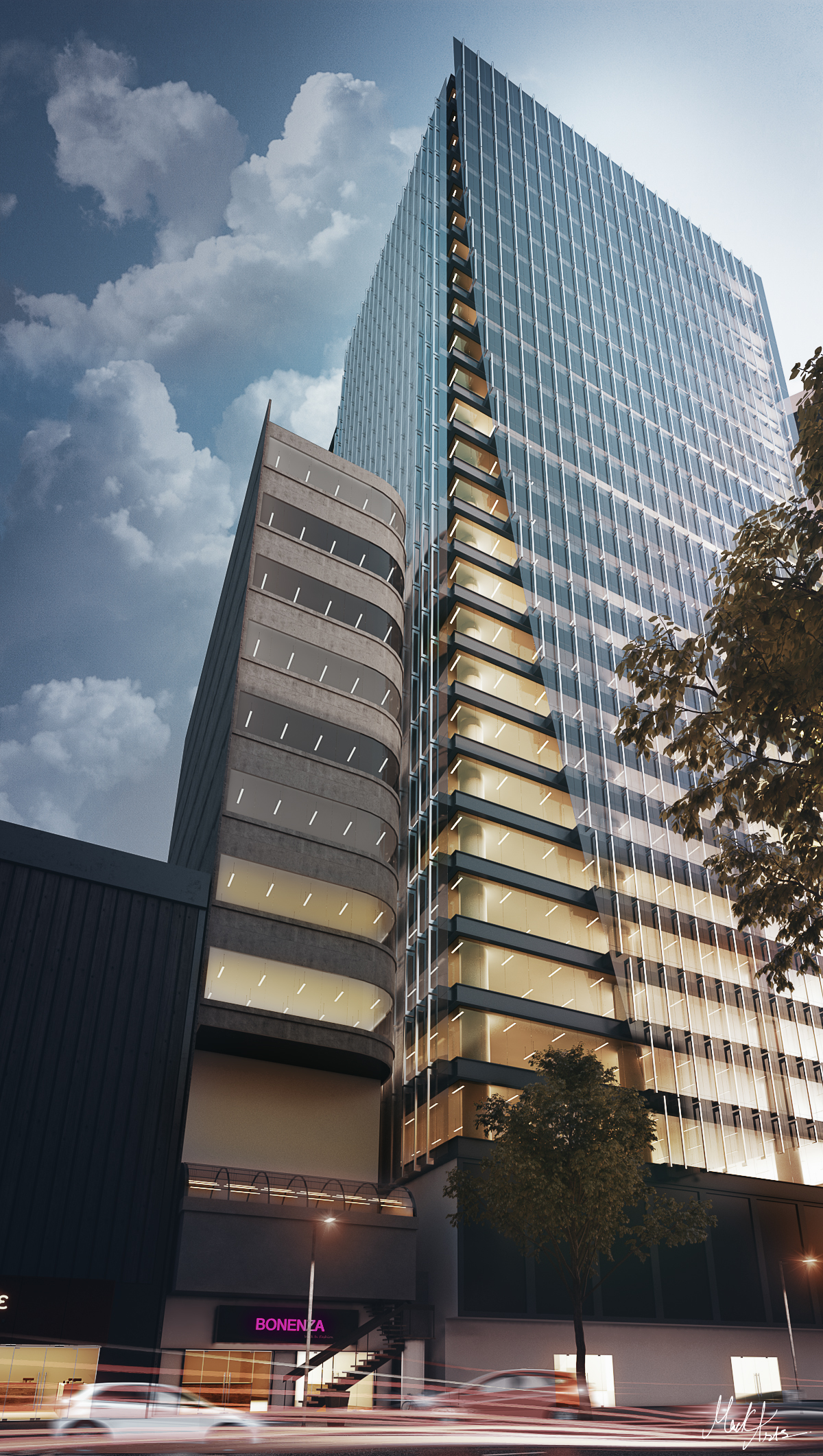 3d Exterior rendering Commercial Tower on Behance