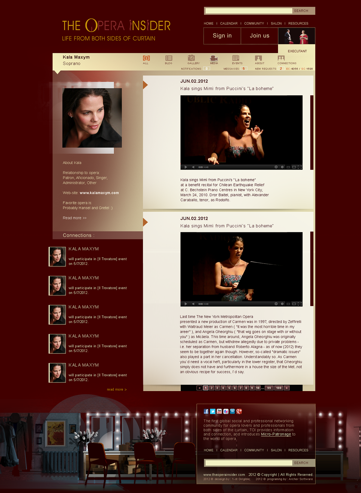 opera social network Website vsevolod sharko  dressing room Stage salon