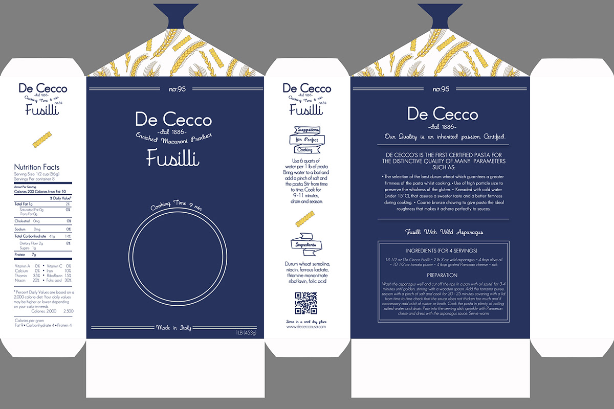 package graphicdesign Pasta dececco box design Louis Fili sva