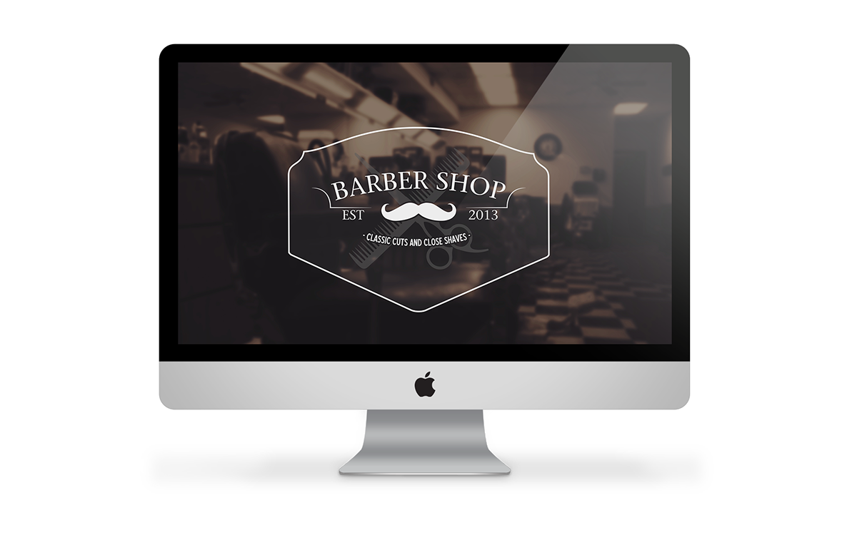 barber shop logo design presentation brand identity sleek vintage Retro type face scissors comb