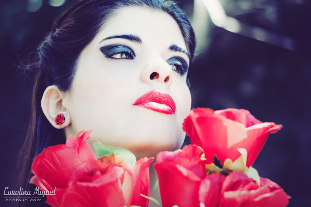red Roses Flowers dark porcelain doll lips Make Up Nature power carolina miguel conceptual sensual gorgeus