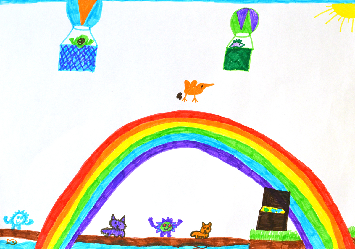 my creative tail fox & blowfish adobe blowfish water Tree  Icon cute animals treasure rainbow cartoon kid child
