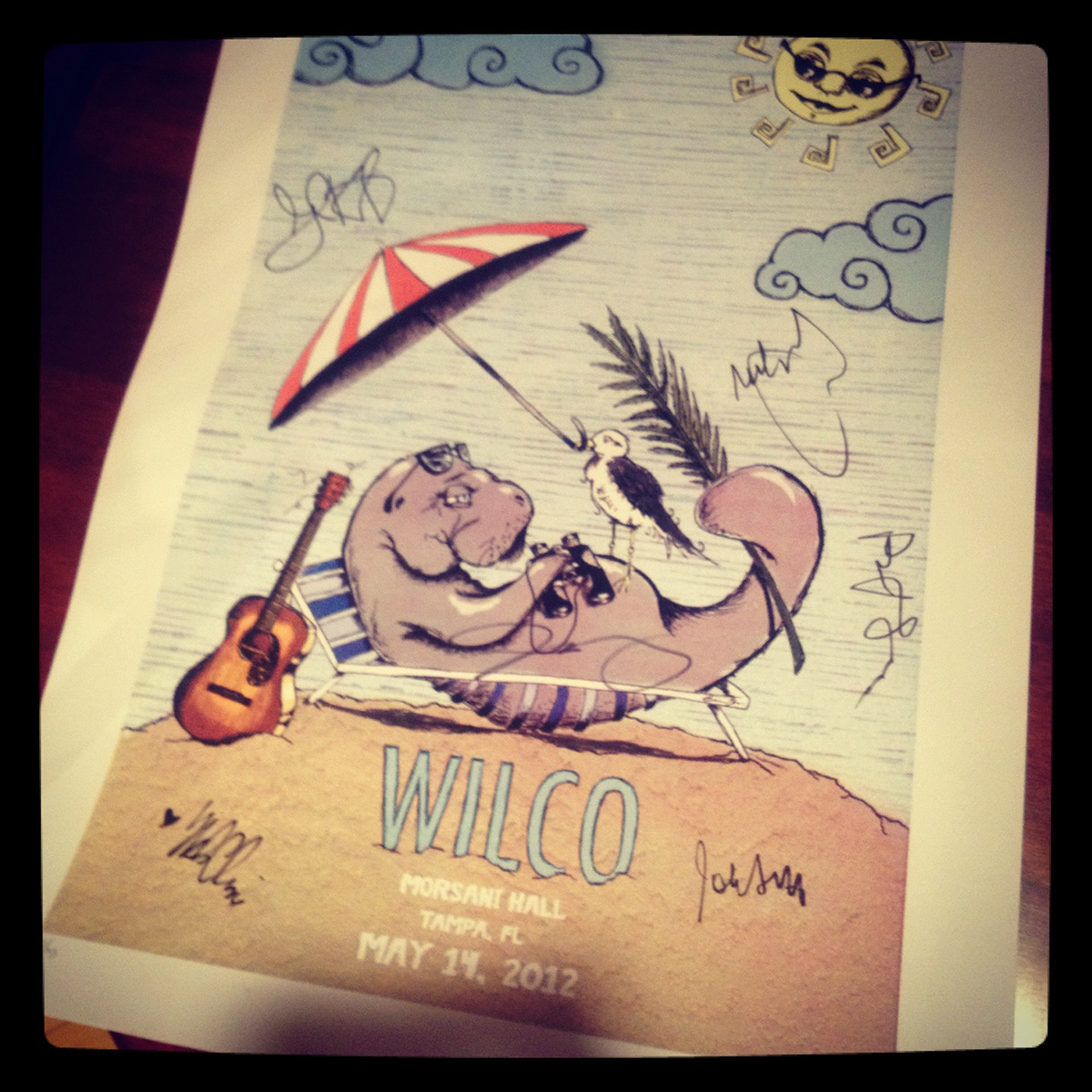 wilco  Manatee seagull tampa tour poster May beach