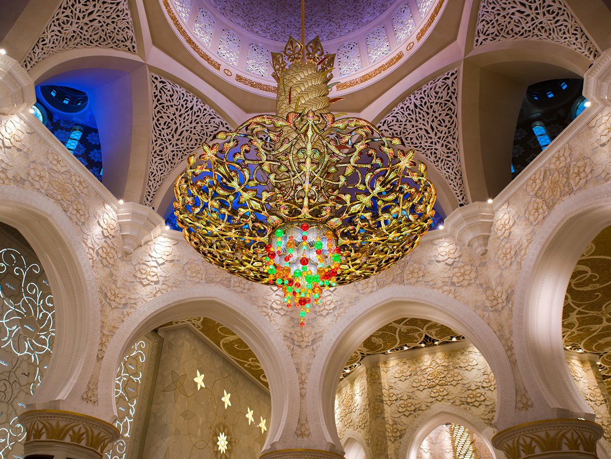 Abudhbai Abu Dhabi UAE shikh zayed grand mosque Interior wide angle architecture islamic design art