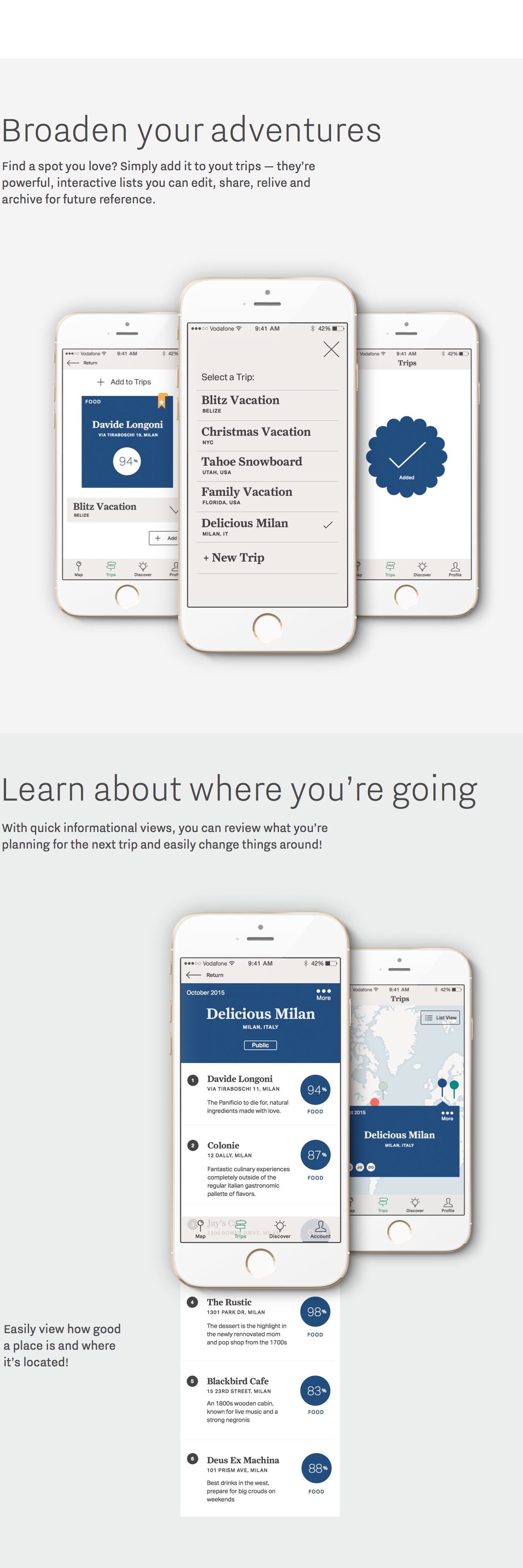 app type Interface ux UI GUI touch grid interaction Travel minimalist clean shop Guide mobile