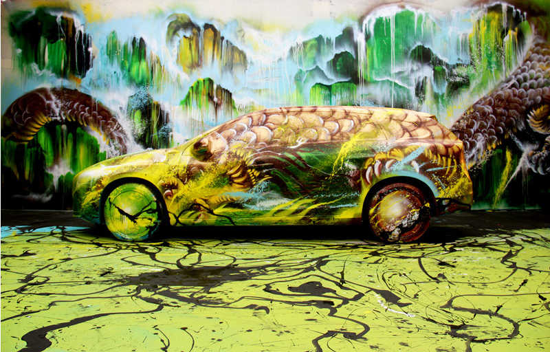 画图男 Hua Tunan art ink ShanShuiHua Color Landscape dragon splatter Switzerland Volvo Volvo Art Session