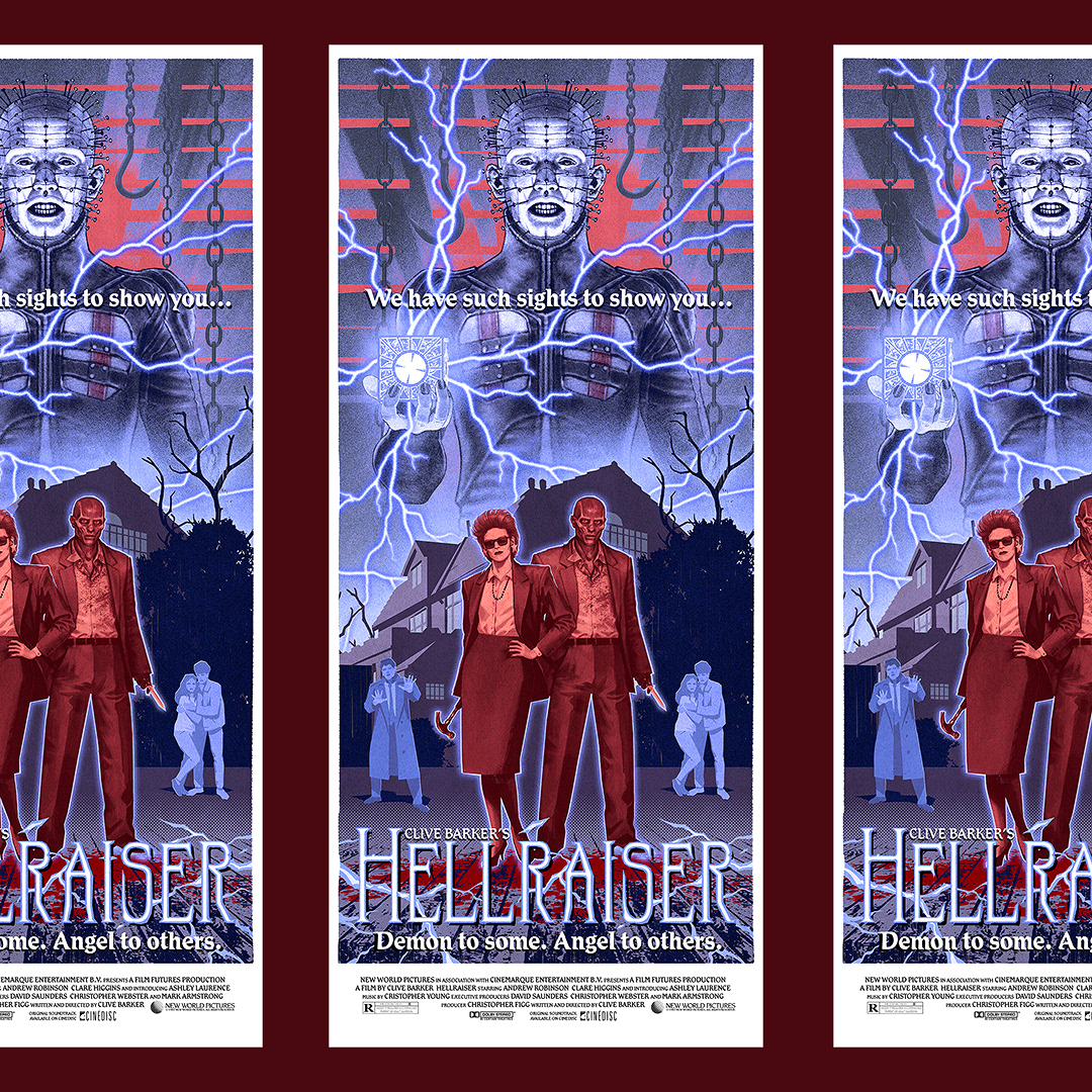 80s 80s film Clive Barker daybill hellraiser horror Horror Poster lightning Pinhead vintage poster