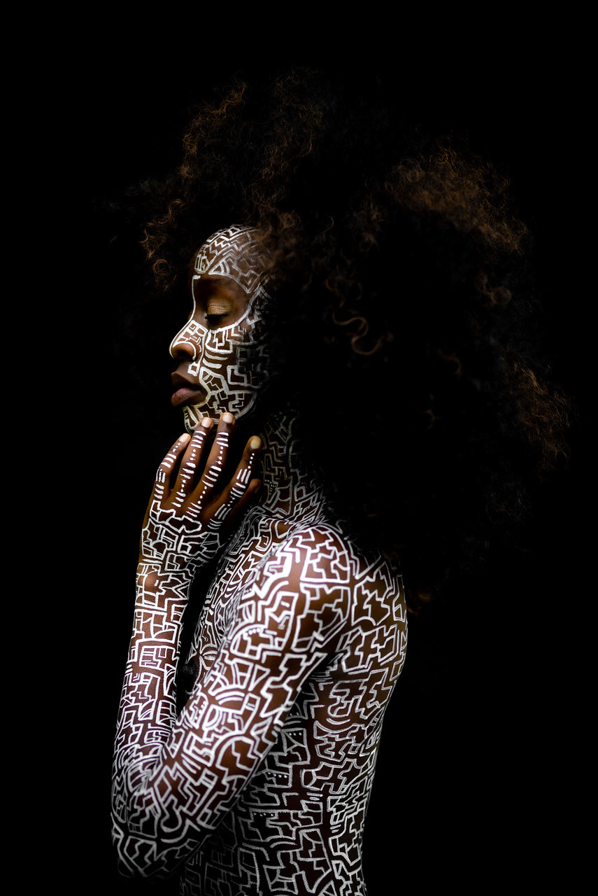 art peinture acrylique motifs model Photography  beauty formes black woman BODYPAINT