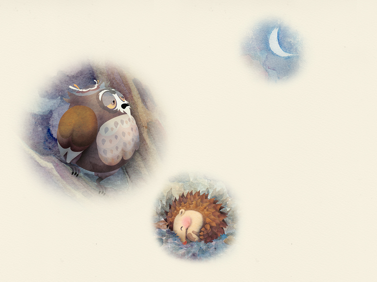 hedgie Hedgehog animals children's book kids book kids cute owl watercolour watercolor Hayfever