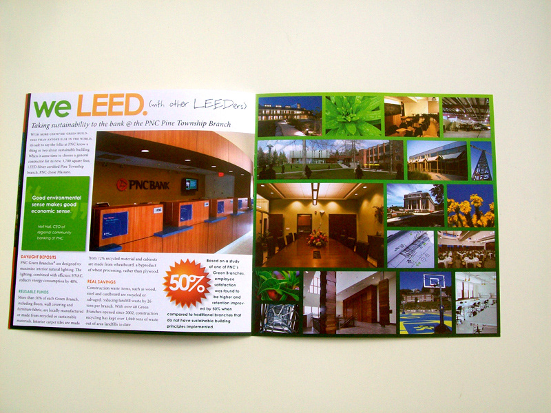 brochure corporate green LEED Sustainable fsc building construction general contracting print