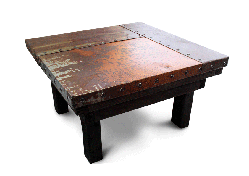 coffee table  factory steel Pallet reclaimed wood