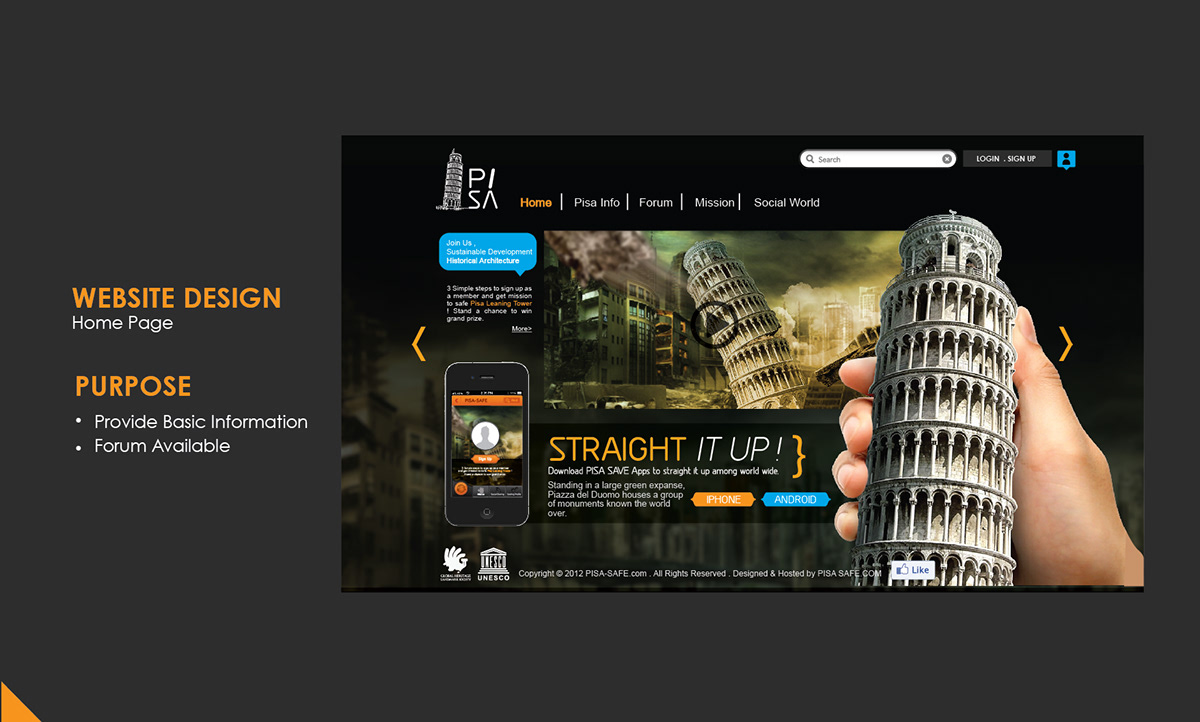 PISA Leaning Tower  historical building  campaign design Multimedia  Mobile apps