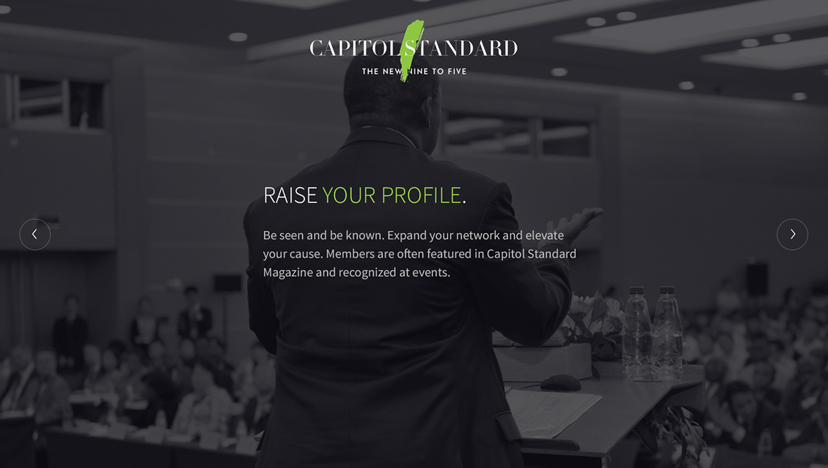 Capitol standard green Web clean design black grayscale cover intro slide slider Event magazine