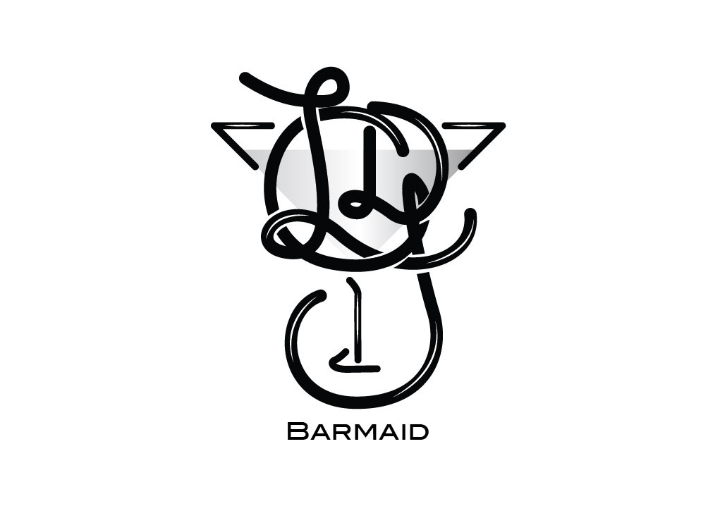 barmaid bar cocktail logo monograma monogram bartender Martini red black red and black