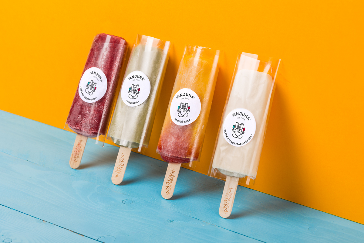 anjuna icepops popsicle logo logodesign brand design icecream package Food 