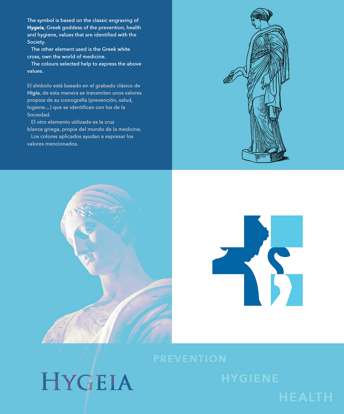 logo Hygeia Health medicine blue prevention society sempsph salud clean medicina prevención concept Logotype corporate