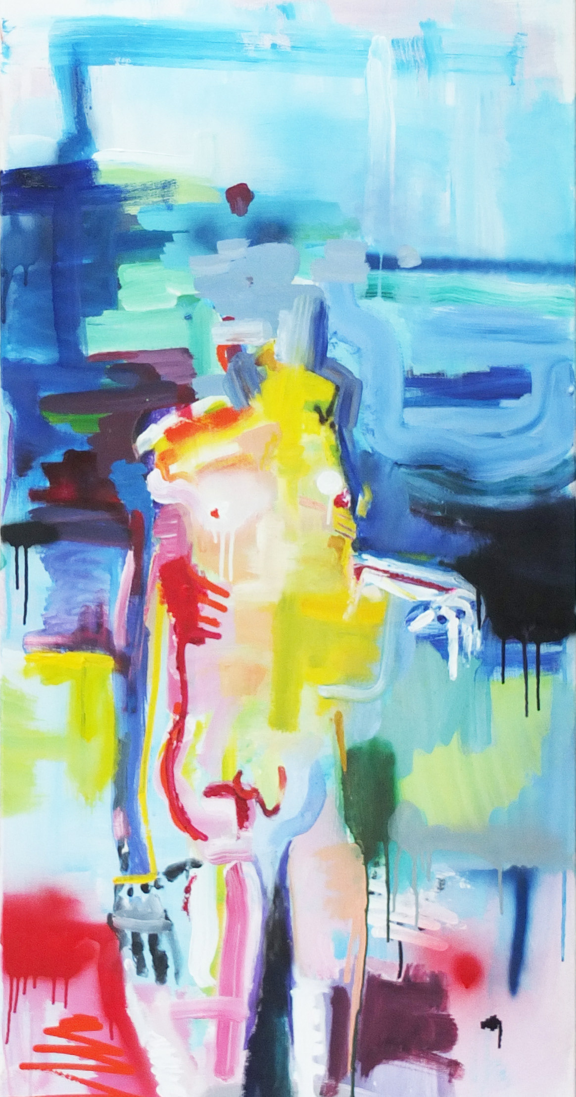 art paint color yellow human nude sex sexual blue red Expressionism  abstract