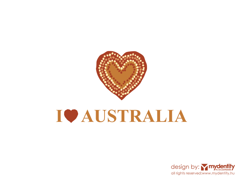 Australia aboriginal logo didgeridoo dots heart Love