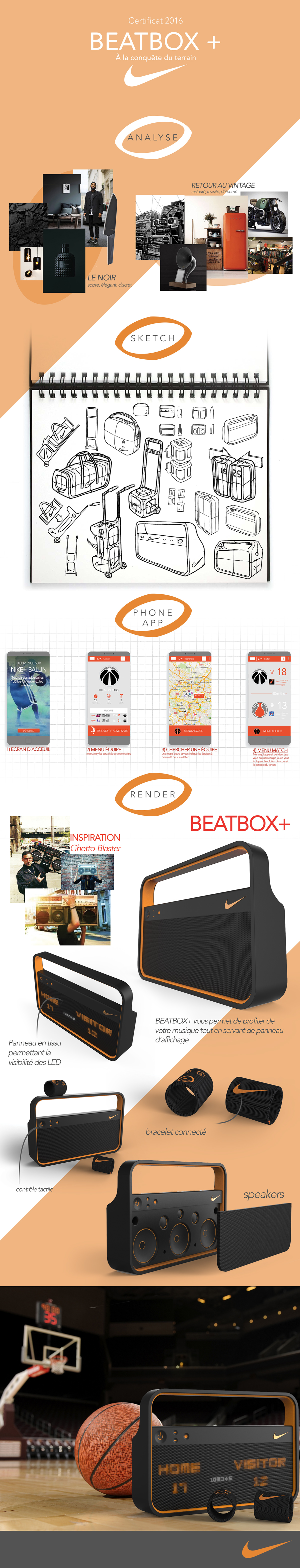 ghettoblaster boombox speaker beatbox Nike basketball product design  sport sound design product