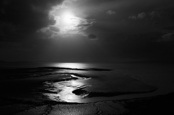 Landscape black & white b&w monochrome Coast UK photographs Mud & Sand atmospheric landscape photography