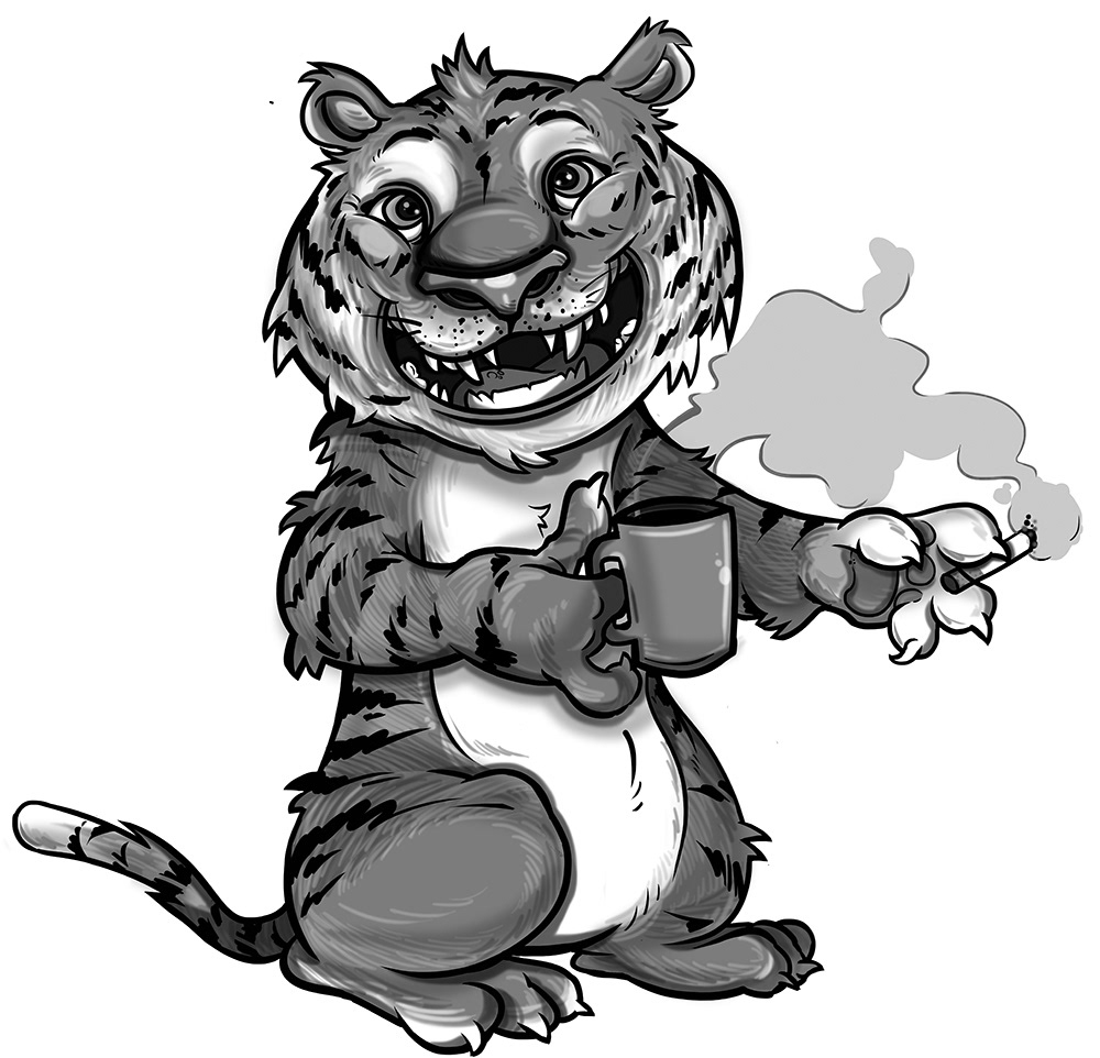 #tiger  #cartoon #smoke   #break #coffe #illustration #draw 