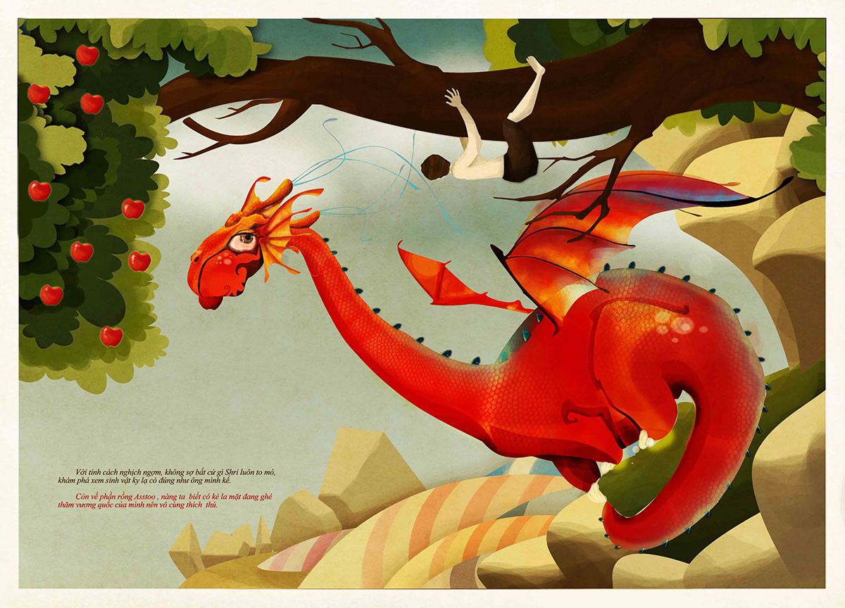 shri and asstoo dragon dragon friendly kindly Young man kid story pictures story