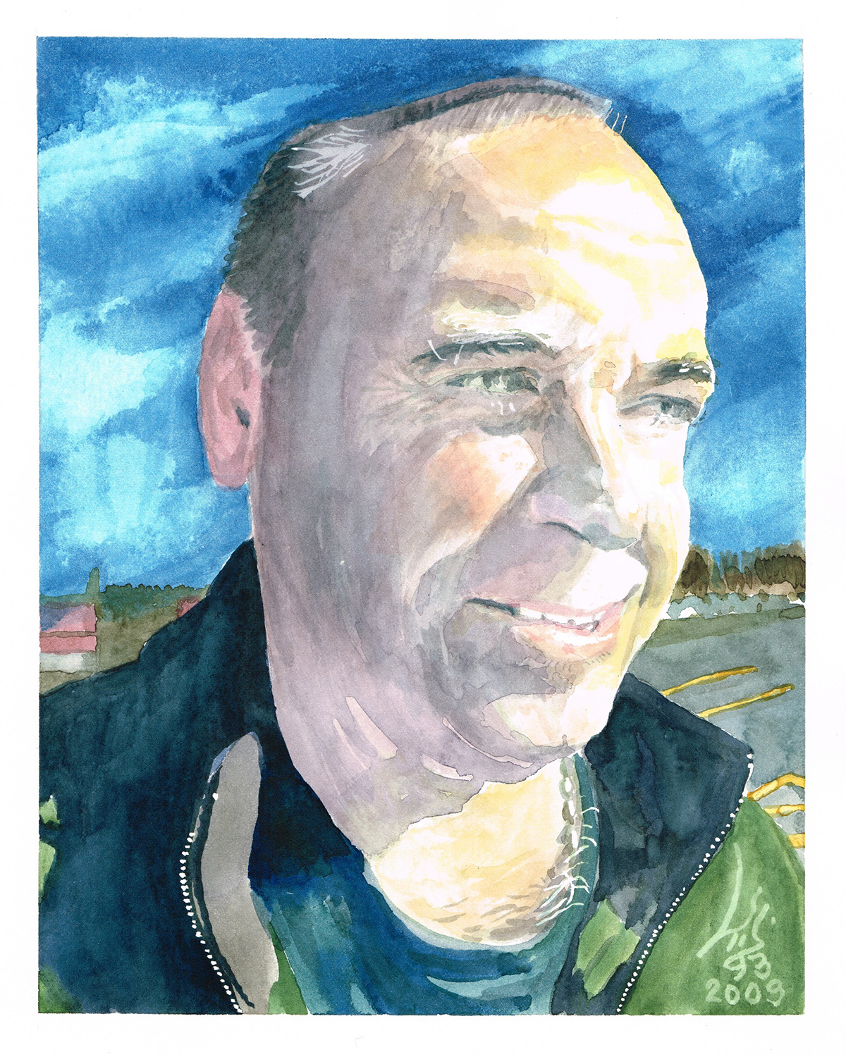 vid932008 r david foster David Foster self portrait watercolour watercolor water colour water color
