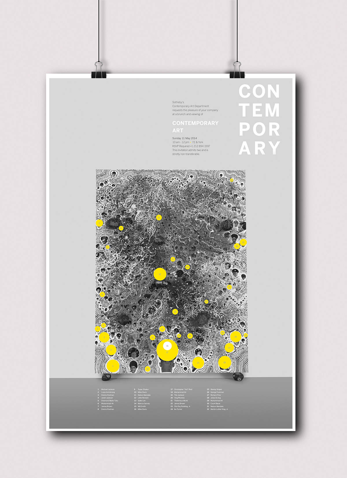 infographic poster invite contemporary art Jeff Koons chris ofili
