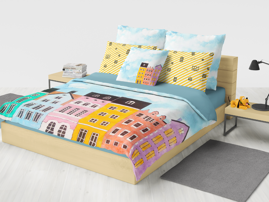 watercolor pattern textile bedding set Scandinavian houses