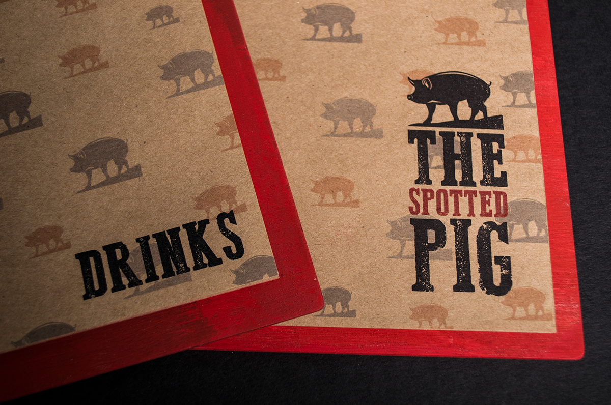 Rebrand Food  restaurant logo menu pigs