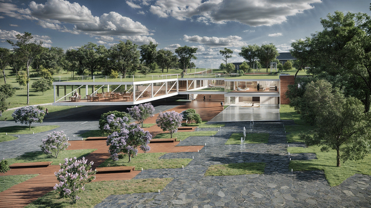 ARQUITETURA architecture exterior visualization Render standup educacional arquiteturaesportiva canoagem ComplexoEsportivo
