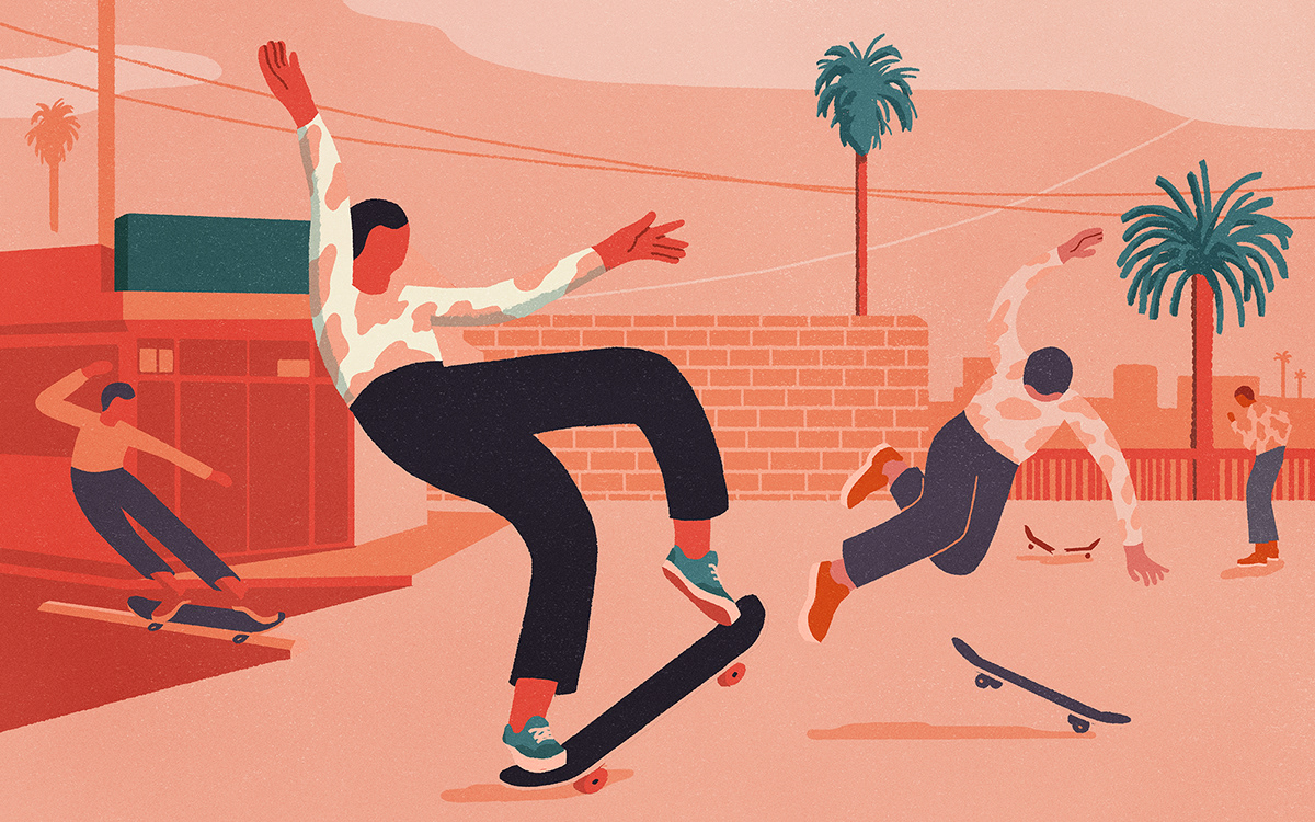 Advertising  digital editorial ILLUSTRATION  Illustrator skateboarding sports