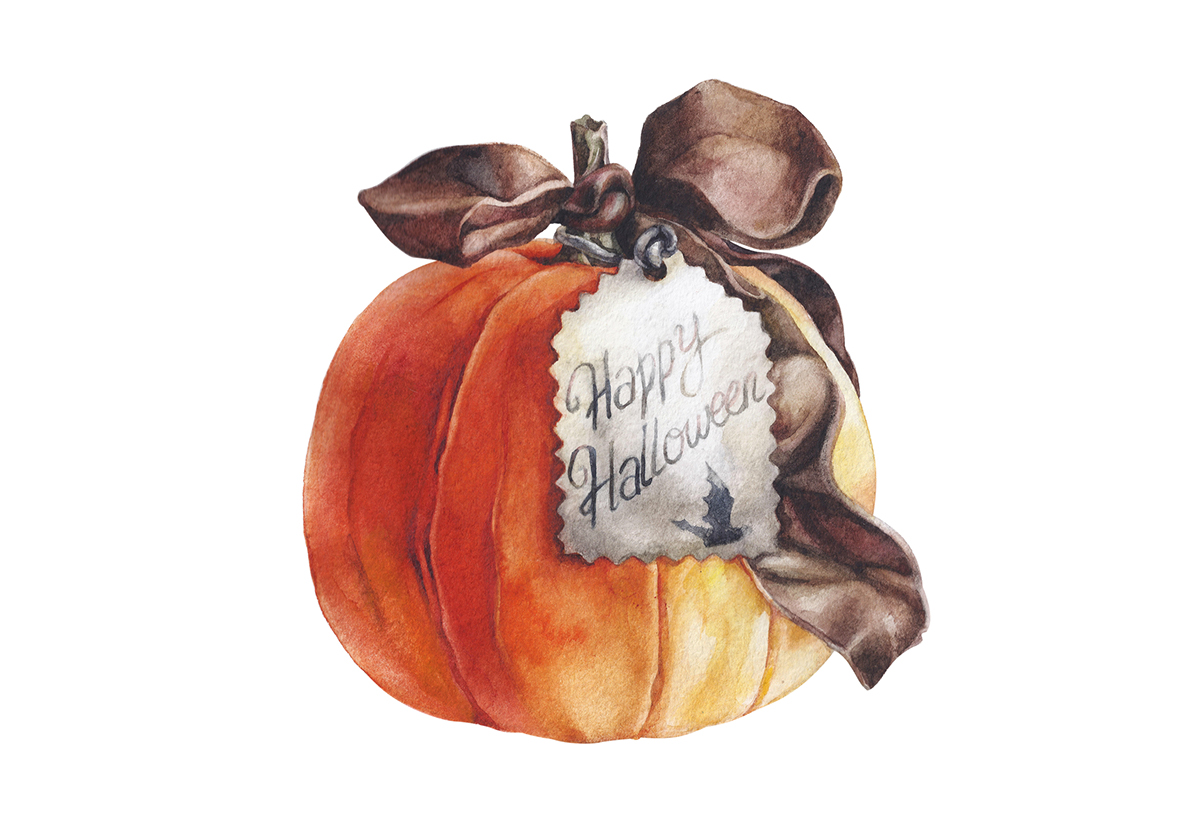 Halloween autumn watercolour pumpkin orange Sweets