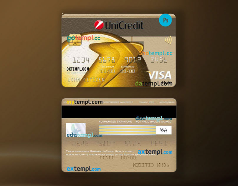 Bank credit card design designer editorial psd romania template templates Visa