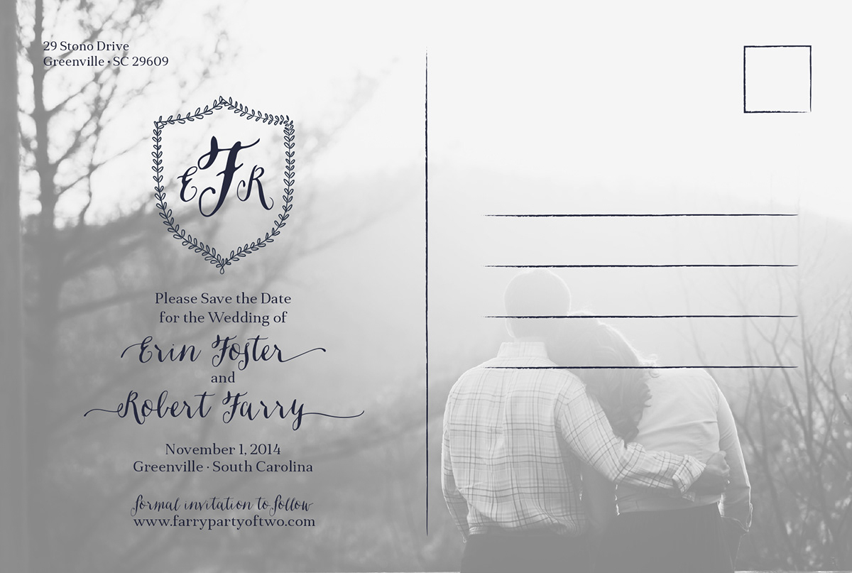 wedding save the date marriage vrest erin robert farry party November One navy monogram emily Foster