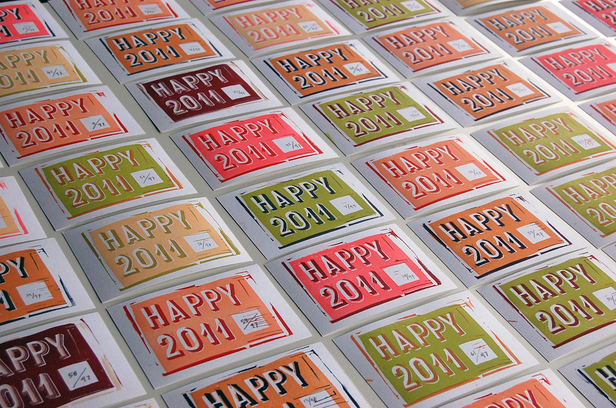 Seasonal greeting  Greeting Cards  Stamps linocut hand-made  Rubber blocks