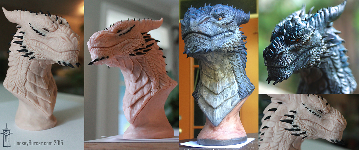 dragon sculpture tarkus tarkustralszar bust paint Painted sculpey