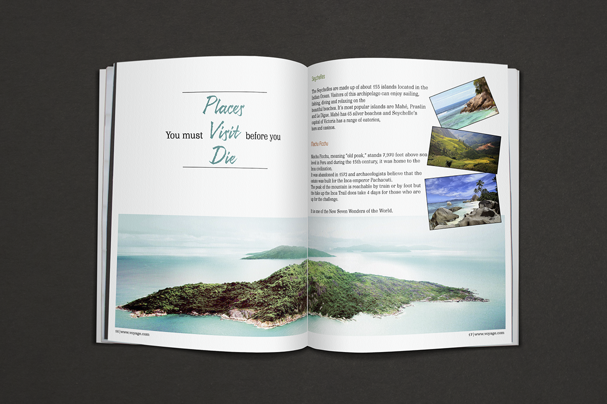 Travel magazine graphic design 