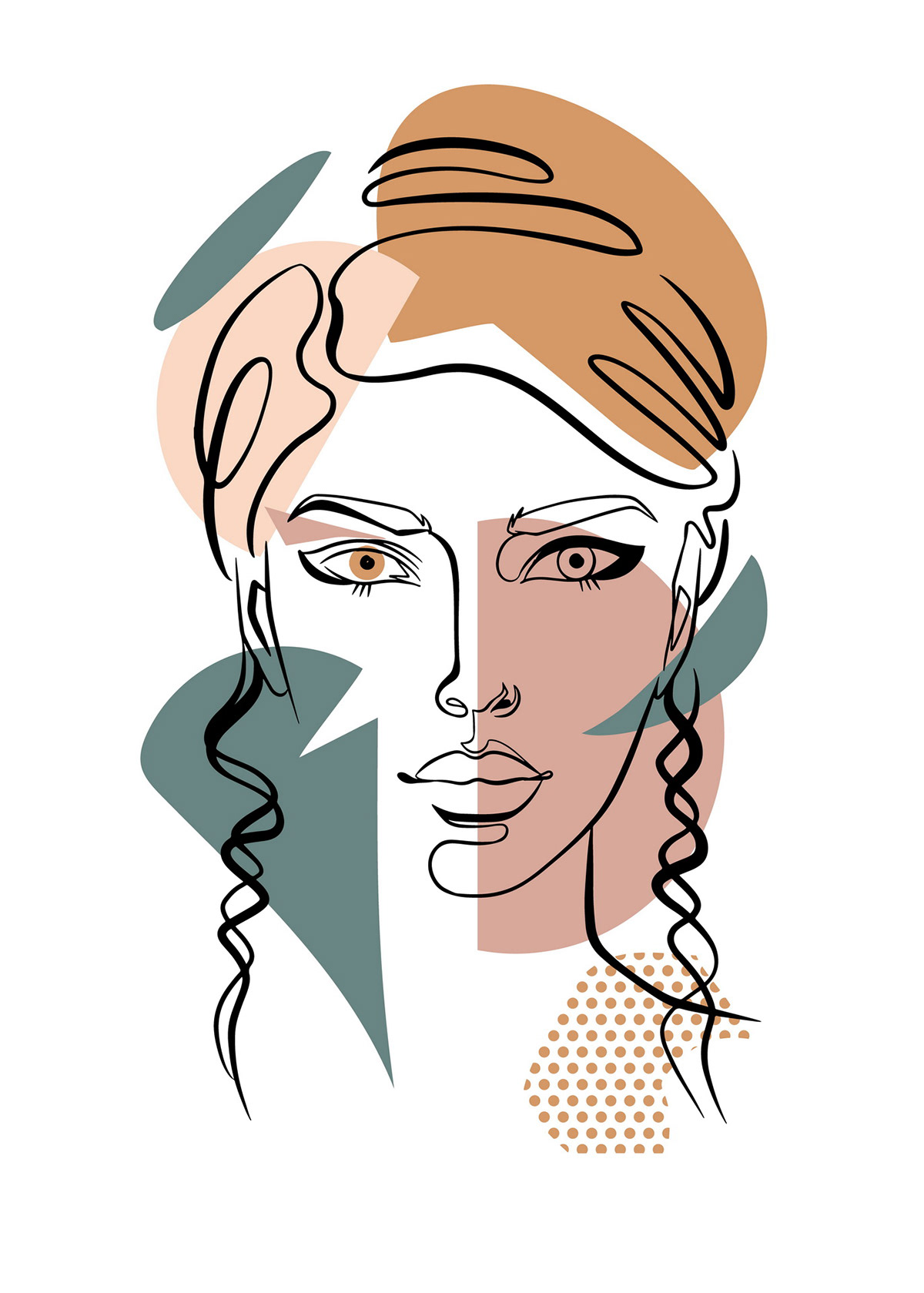 art continuous face hair head ILLUSTRATION  line minimalist portrait woman